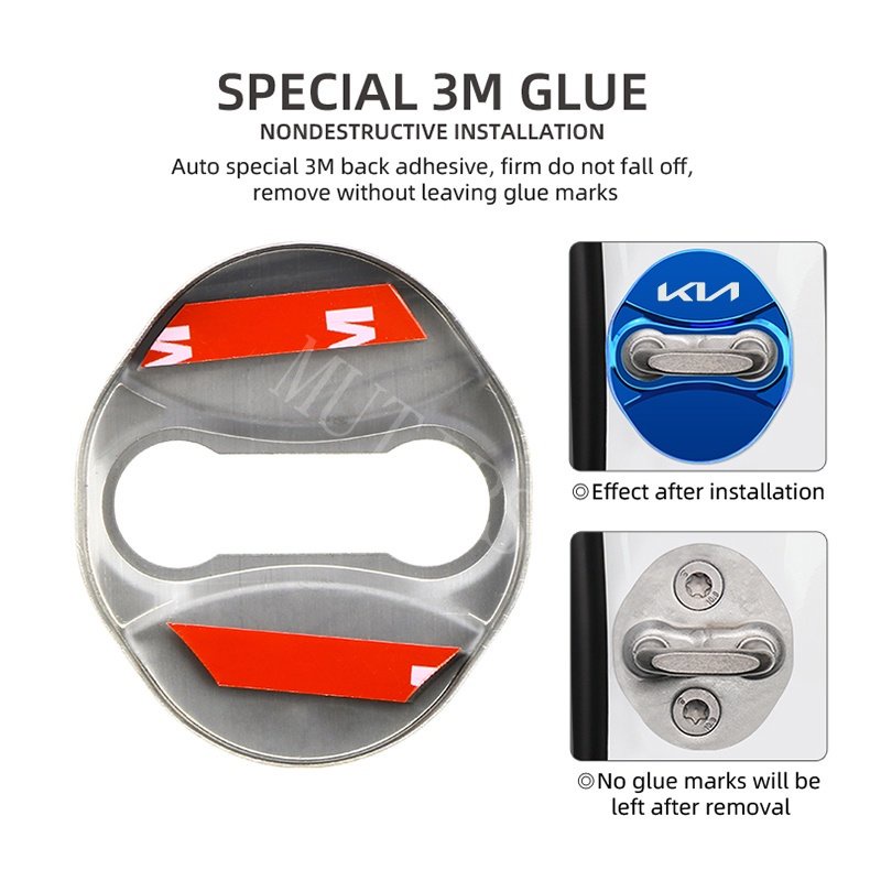 4pcs Cover Pelindung Kunci Pintu Mobil Bahan Stainless Steel Untuk KIA Forte Spectra Sportage Rio K5 K3 Picanto Cerato Optimaval Sorento