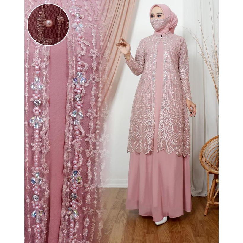 Gallery kebaya - Gamis cardigan II tile mutiara mix baby doll / kebaya modern terbaru