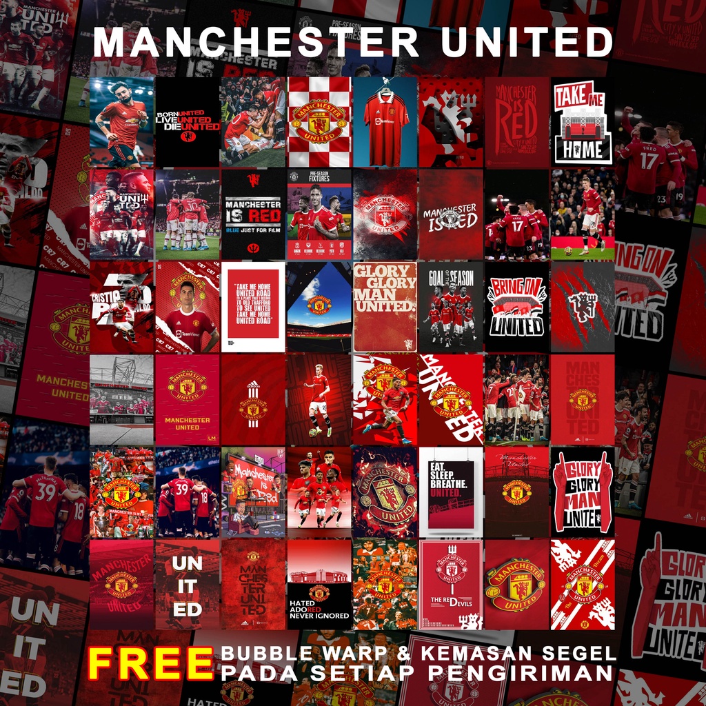 (48 PCS) Poster Dinding Aesthetic | Poster Dinding Aesthetic Manchester United Series