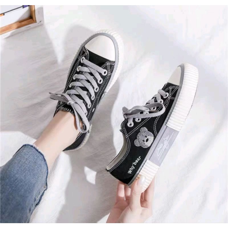 Sepatu Sneakers Wanita  Kanvas Vintage Korean Style why bear