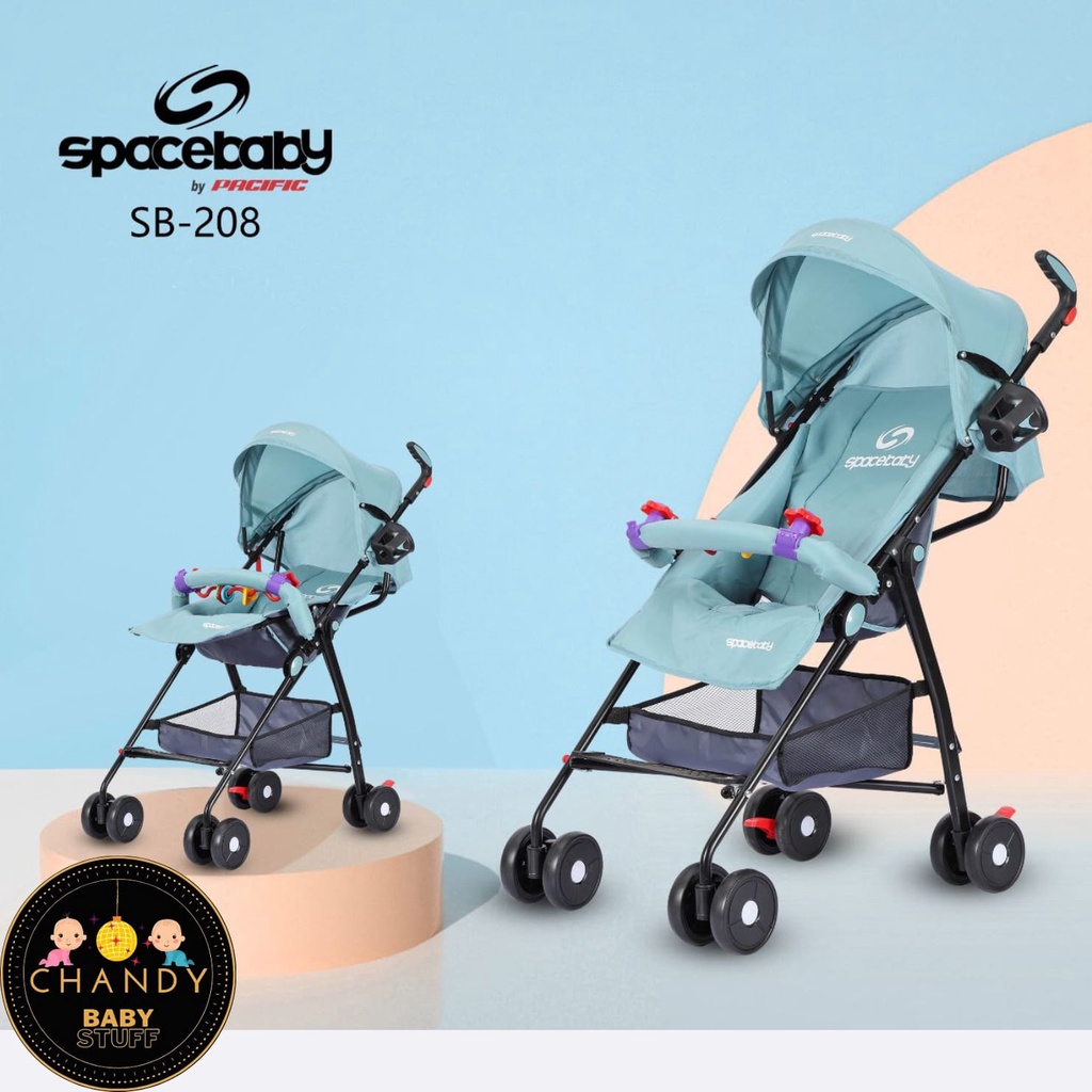 STROLLER SPACE BABY SB 208 ADA MAINAN DI FRONTBAR DAN CUP FOLDER UNTUK BOTOL