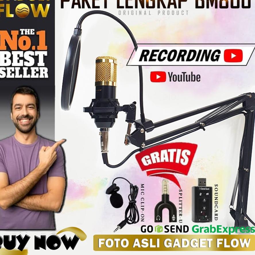 Terbaru PAKET RECORDING Microphone Mic BM 800 BM800 BM-800 Stand Mic POP FILTER