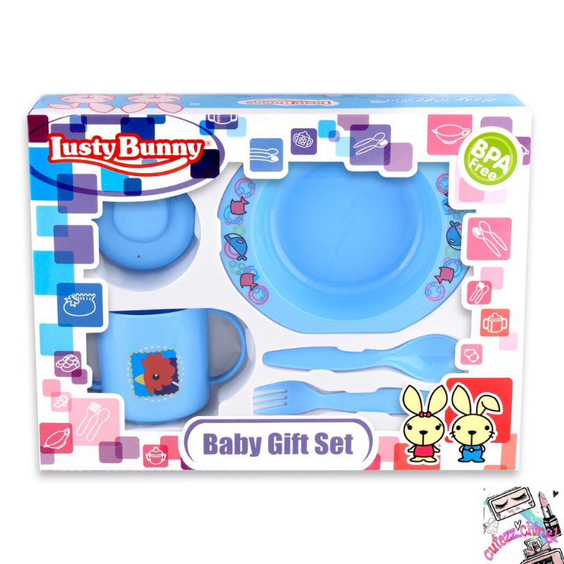 ☃Cutezz_Ching☃Lusty Bunny  Baby Feeding Gift Set Alat Makan Bayi