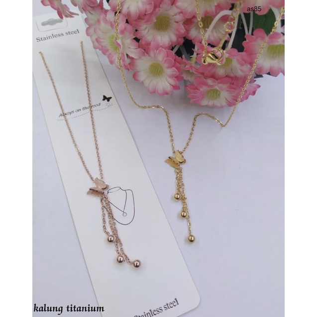 kalung wanita asli titanium kupu-kupu jurai / aksesoris wanita asli titanium kalung