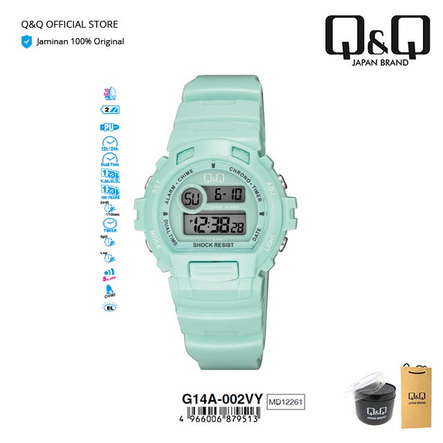 Q&Q QnQ QQ Original Jam Tangan Pria & Wanita Fashion Digital Rubber - G14 G14A Water Resist 10 BAR-3