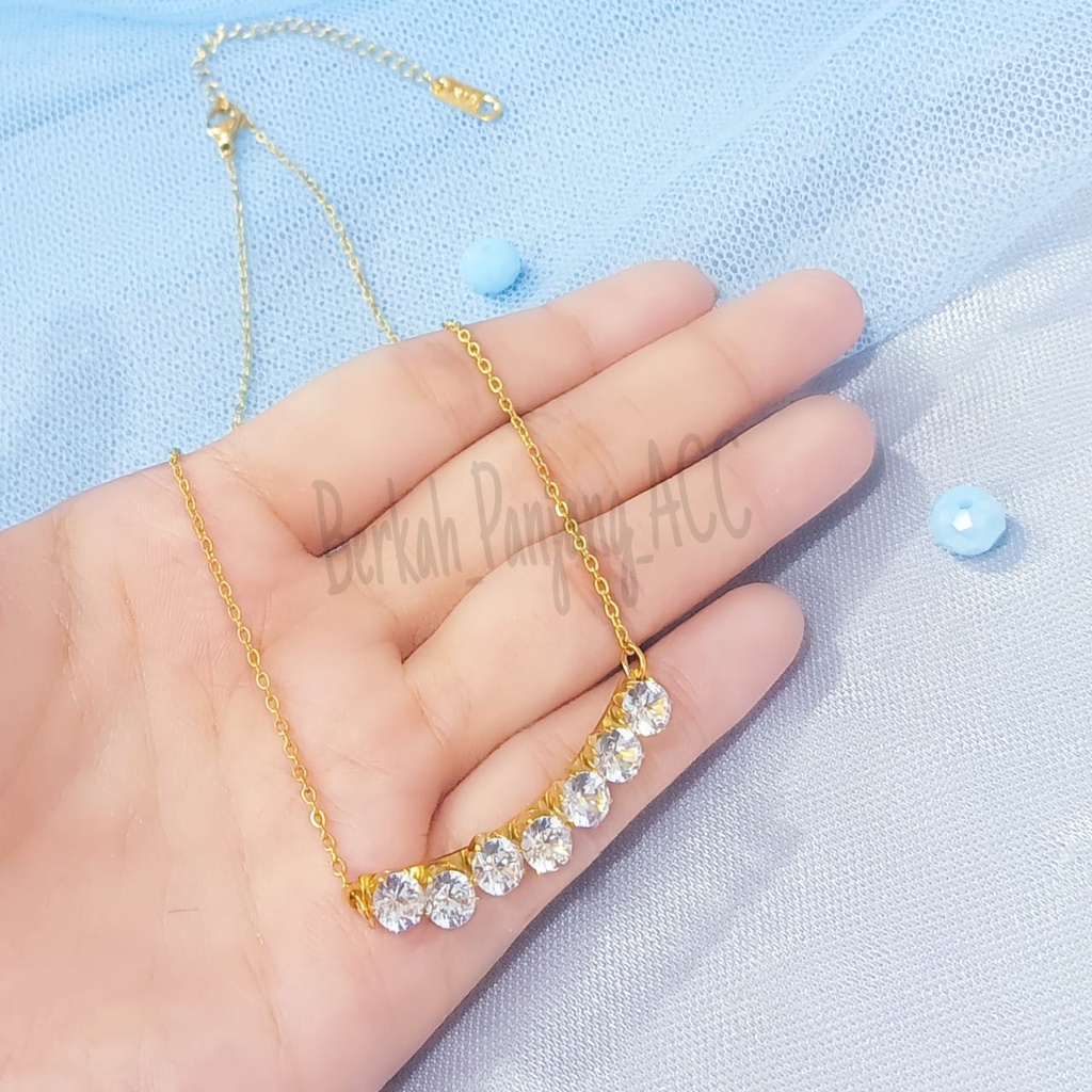 KALUNG TITANIUM  DIAMOND 07 PERMATA perhiasan super berkelas fashion korea anti karat dan anti luntur