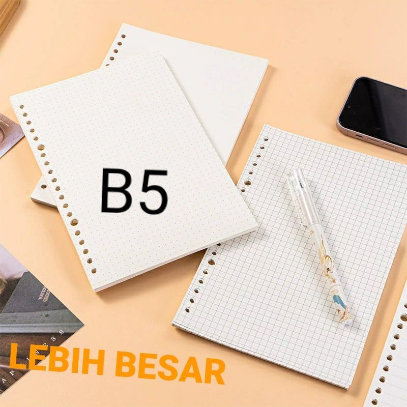 

loose leafe B5 isi binder kertas file B5 24 ring line grid blank dotted garis polos titik kotak