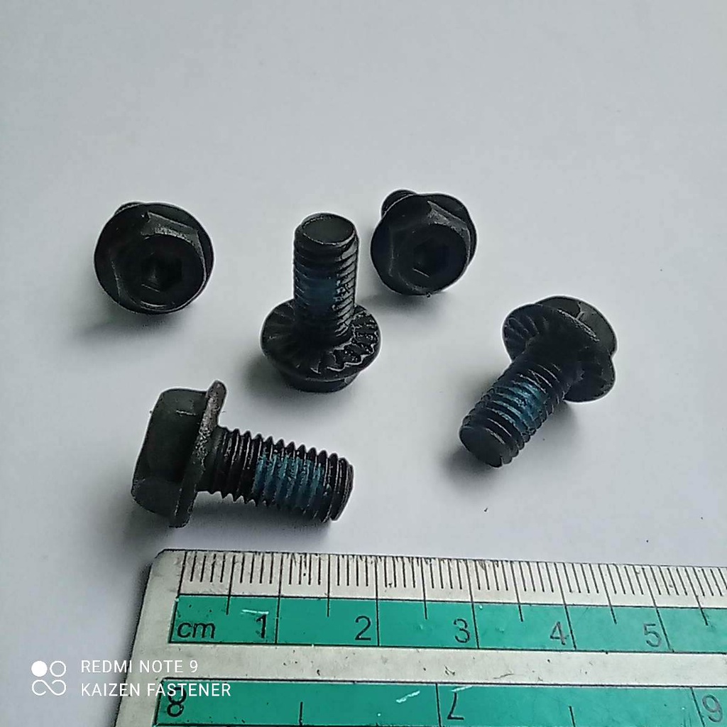 M8x15 Flange Bolt  Hitam (Baut Topi) Kunci L
