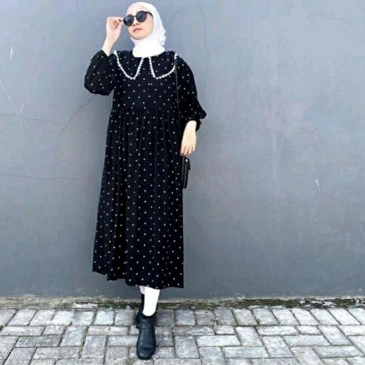 Siap Kirim MIDI DRESS POLKADOT//MIDI DRES PREMIUM//MIDI DRESS MUSLIM//MIDI DRESS KOREA TERBARU