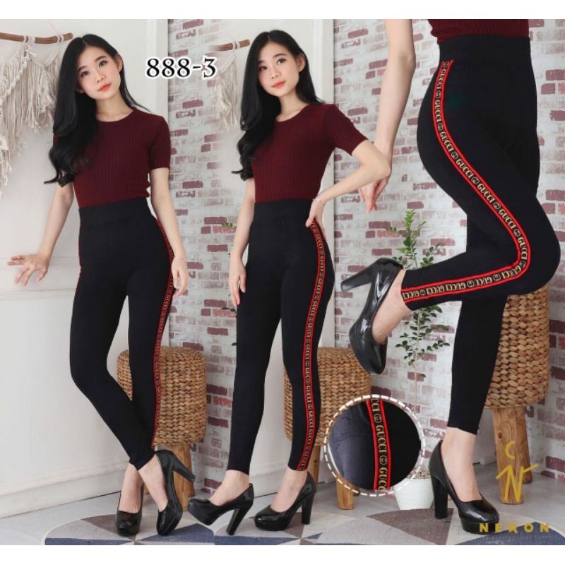 CELANA LEGGING WANITA IMPORT STRIP BRANDED