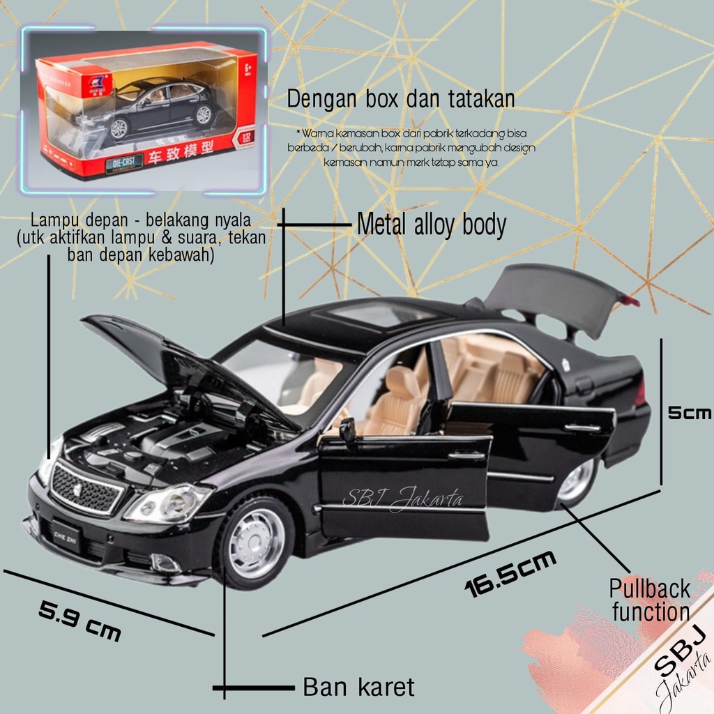 DIECAST MOBIL TOYOTA CROWN 12th GENERATION  METAL SERIES SKALA 1:32 DIECAST MOBIL KLASIK