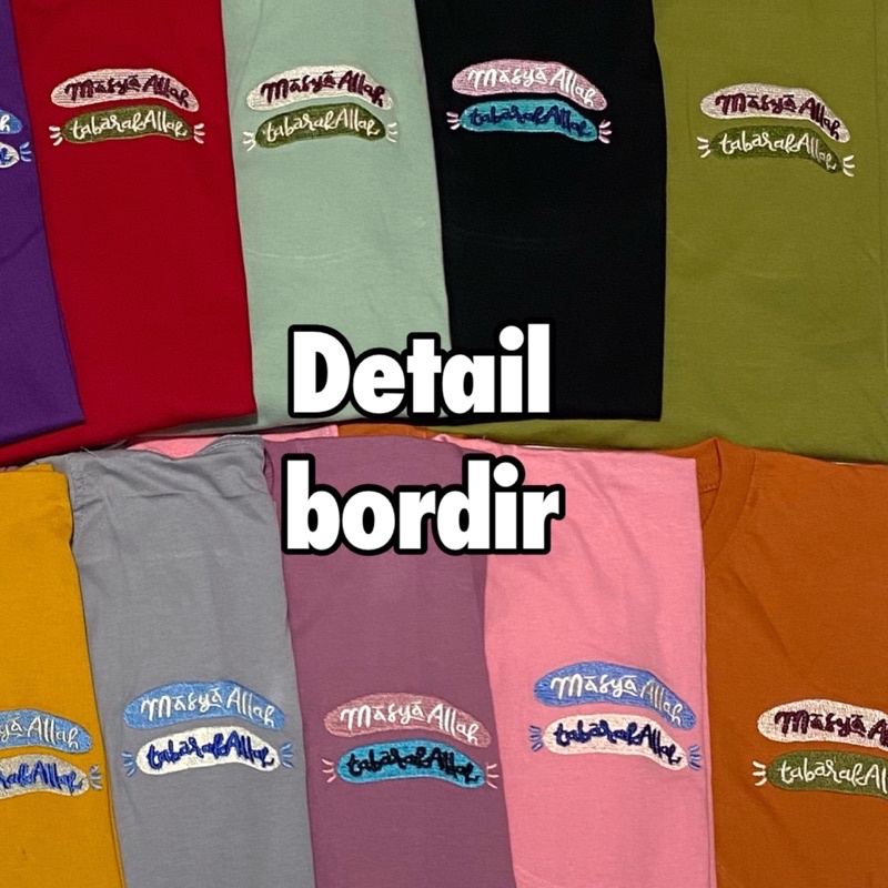 KAOS OVERSIZED BORDIR MASYAALLAH SLIT DAILY TOP JUMBO XXL BASIC POLOS LENGAN 7/8 COTTON COMBED 30S