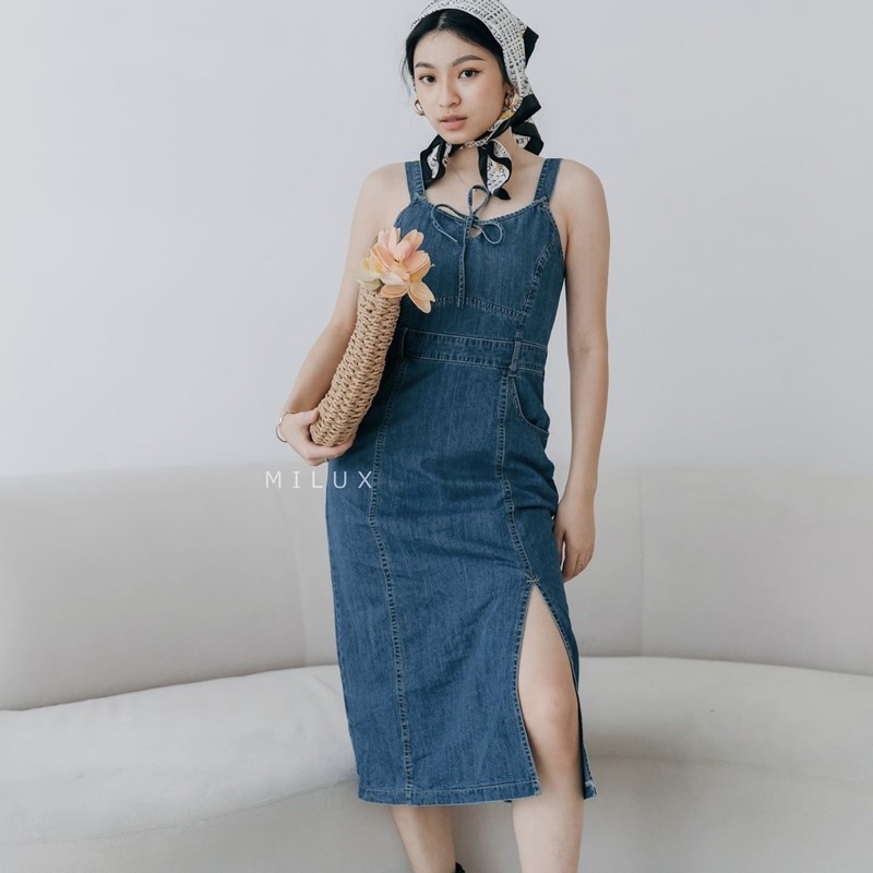 DRESS JEANS IMPORT PANJANG TERUSAN KOREAN WANITA DENIM MX538