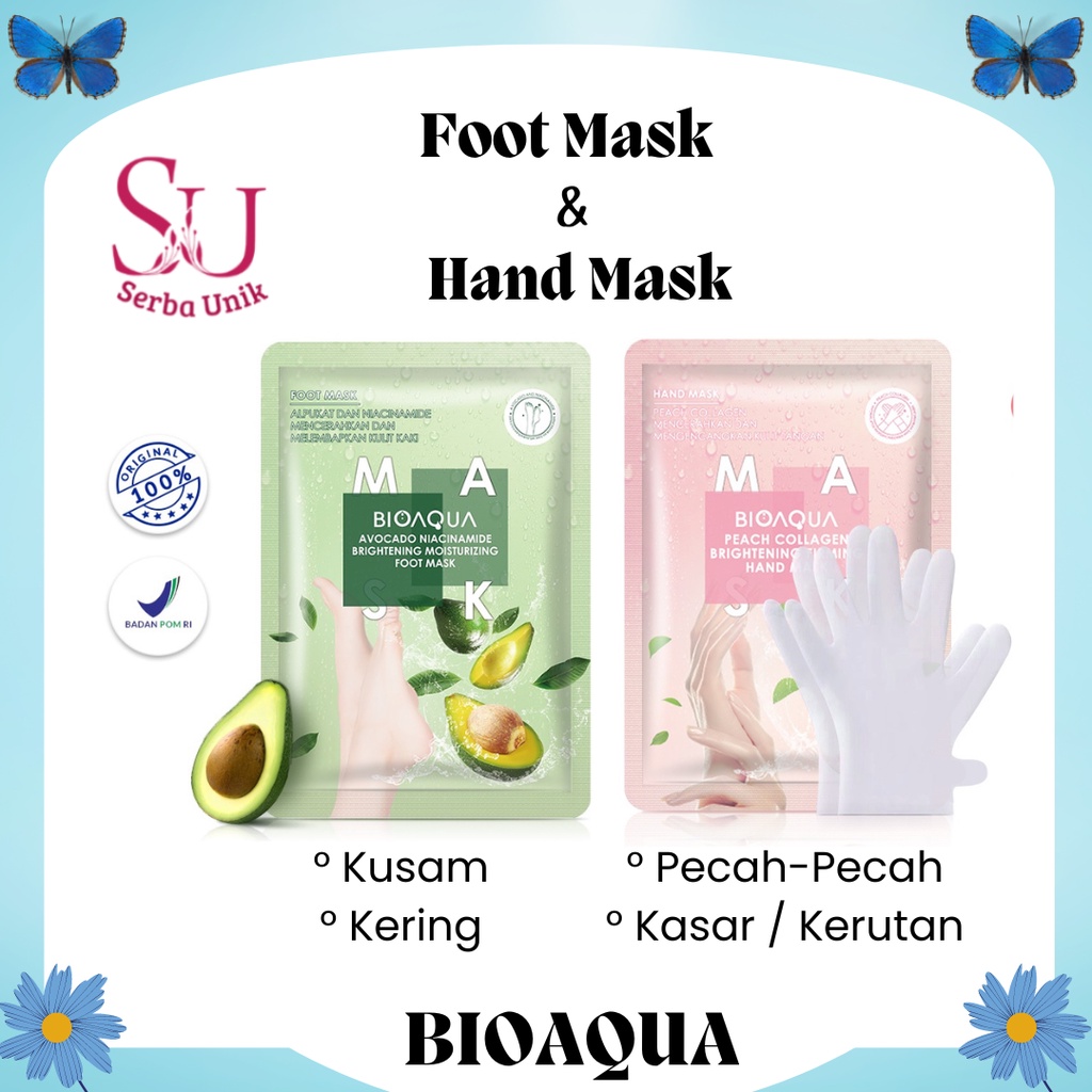 Bioaqua Niacinamide Brightening &amp; Collagen Brightening Foot Mask | Hand Mask | Masker Kaki | Masker Tangan 35g