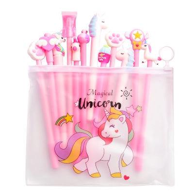 

Pulpen Gel Karakter Lucu Set Isi 20PCS Pena FREE Zipper Pouch Tempat Pensil Transparan Murah stockami A15
