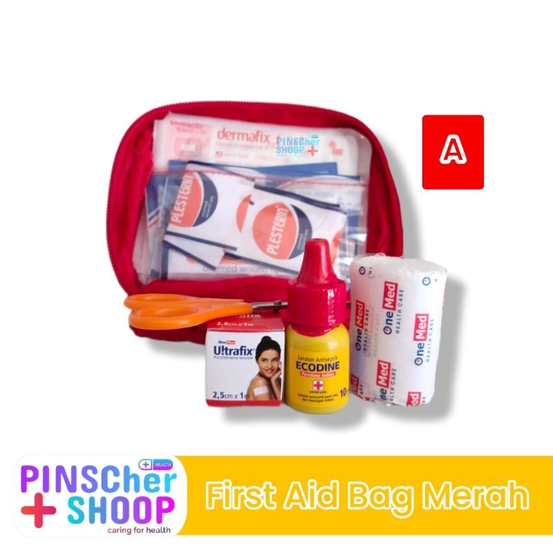 KOTAK P3K + ISI MERAH FIRST AID BAG (A)