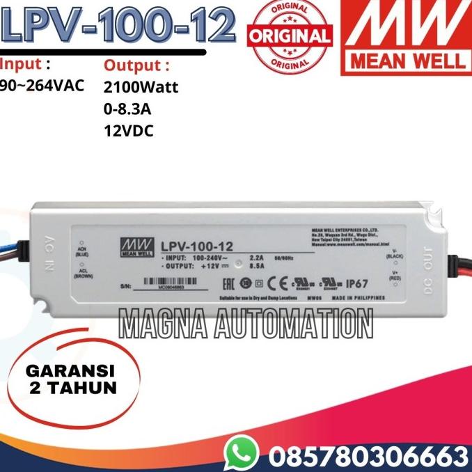 Power Supply Meanwell Lpv-100-12 12V 8.3A Mean Well Led Driver