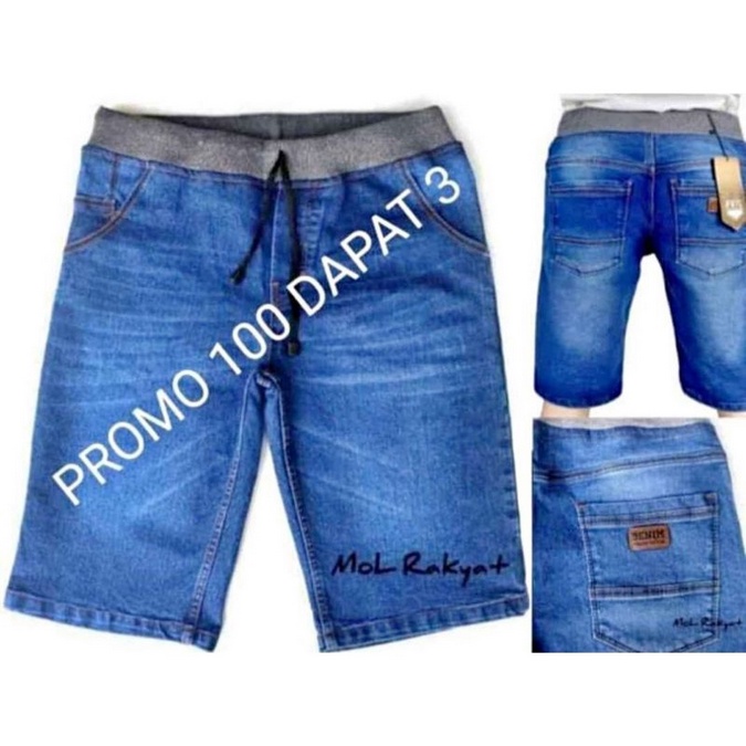 100 RIBU DAPAT 3 Celana Jeans JINS Pendek Pria Dewasa Pinggang Karet