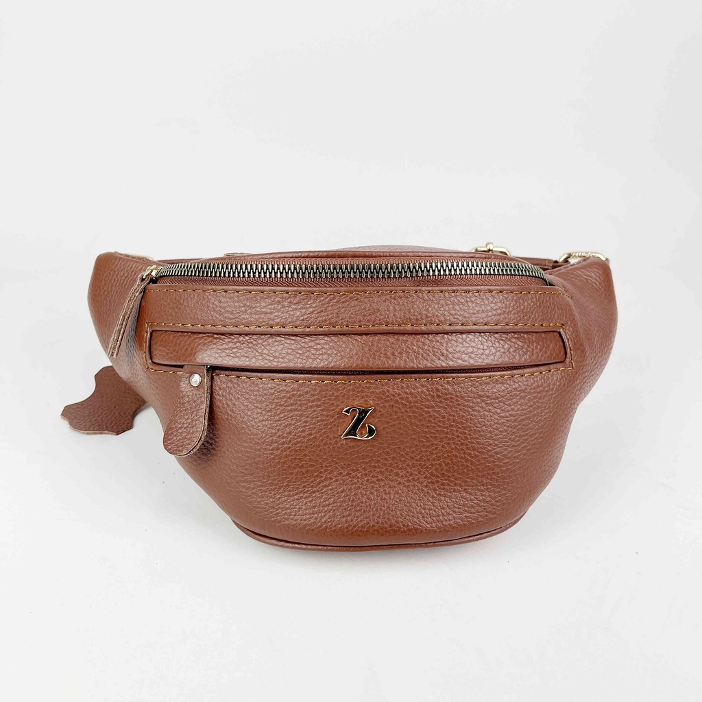 Tas Selempang Wanita ZHR Waist Bag Wanita Bahan Kulit Sapi Asli Garut