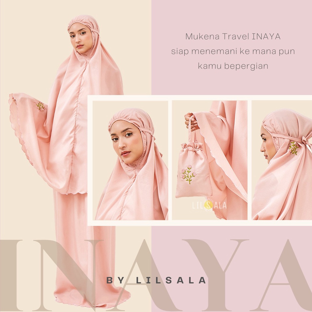 [INAYA] MUKENA TRAVEL 2IN1 TRAVELING DEWASA MURAH CANTIK POUCH JINJING BORDIR BUNGA
