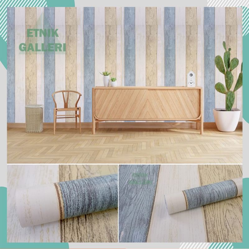 Grosir Termurah Wallpaper Sticker Dinding Motif Kayu Berserat Triplek