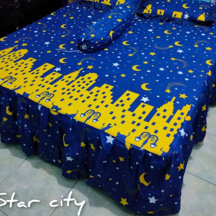 sprei rumbai extra king ukur 200x200,2 bantal 2 guling Sprei rumbai king motif hellokitty doraemon b