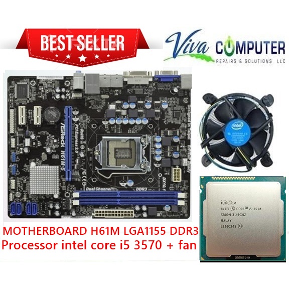 PAKETAN intel I5 3570/Paket motherboard mobo H61 DDR3 LGA1155 + PROCESSOR i5 3570 + FAN