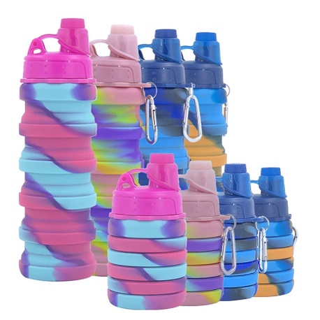 Botol Minum Silicone Rainbow Lipat Botol Minum Anak Botol Minum Lucu Isi 500ml