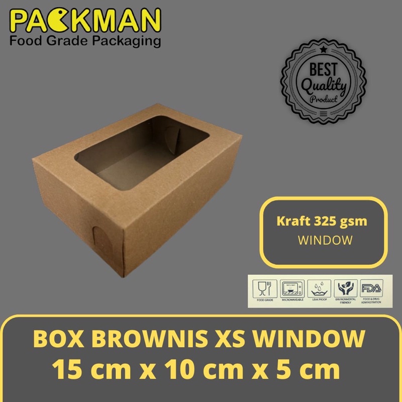 

KOTAK DUS KUE BROWNIES XS WINDOW / BOX ROTI CAKE BROWNIS XTRA SMALL - 15x10x5 - WINDOW JENDELA PE