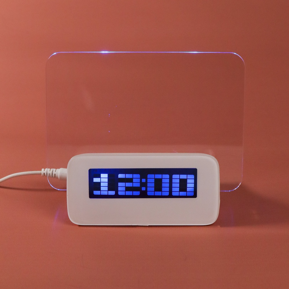 Jam LCD Display Alarm Clock with Memo Board Murah - White