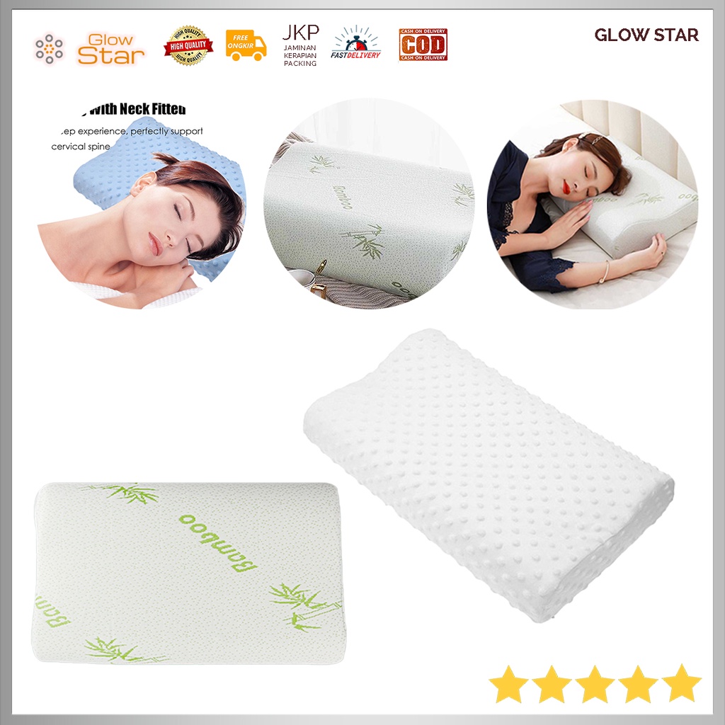 Bantal Tidur Kesehatan Orthopedic Memory Bamboo Fiber Foam Slow Rebound Lembut Nyaman