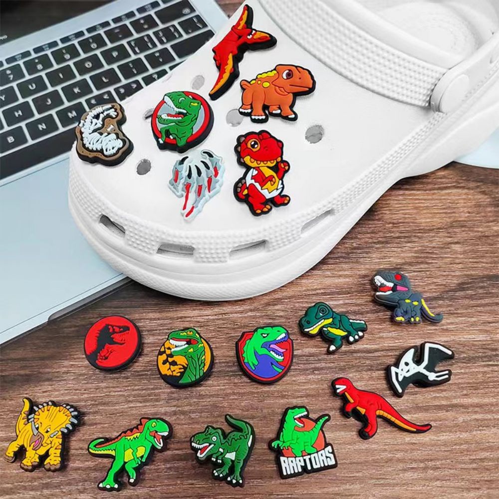 Charms Crocs Pin Jibz DIY Bentuk Dinosaurus Bisa Dilepas Untuk Aksesoris Sandal / Sepatu / Hadiah Anak