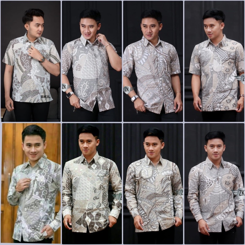 (7.7 Big Sale) 022 Zahira Batik HRB026 Kenongo Hem Kemeja Batik Pria Lengan Pendek  Katun Primis Halus M L XL