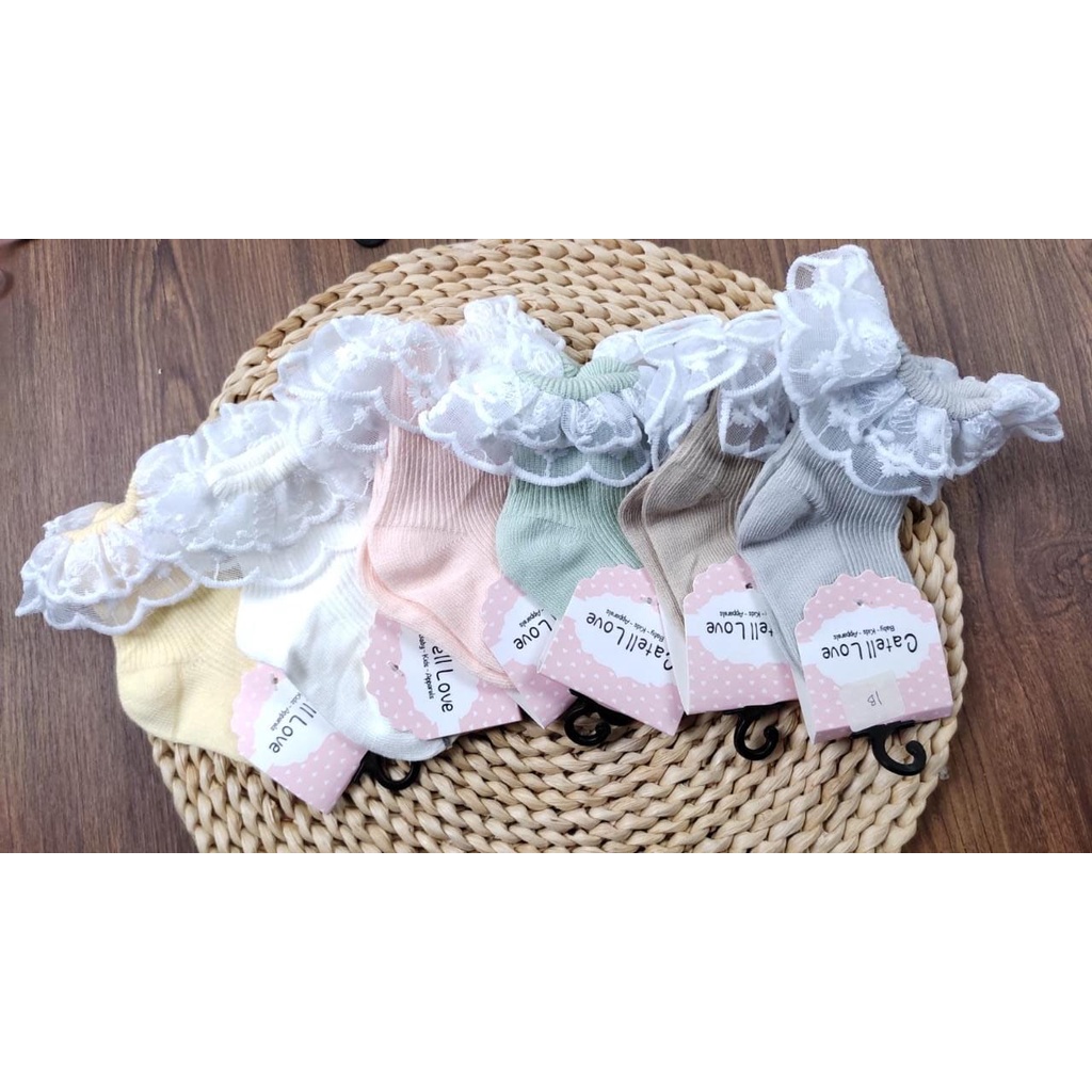 Kaos Kaki Renda Bayi Banyak Motif Catell Love / Kaos Kaki Bayi Tebal Rajut Lucu 1pasang