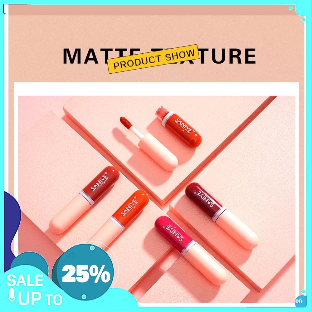 Lip Tint Matte Lipstik Saniye Matte15 Warna Cair Kapsul Liptint Saniye Mini Murah