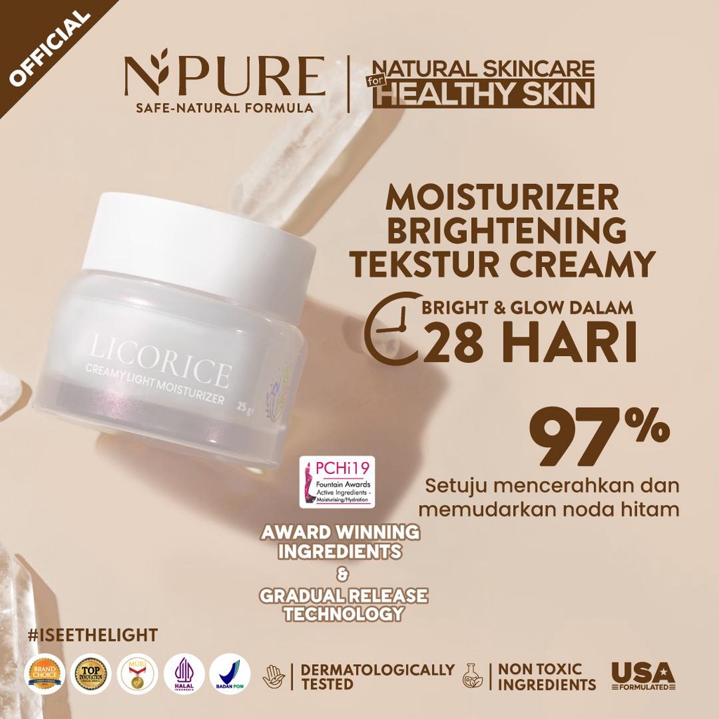 RM~READY ! NPURE LICORICE BRIGHTENING FACIAL WASH/TONER/SERUM/MOISRTURIZER/BRIGHTENING CLEAR PAD NPURE - BPOM
