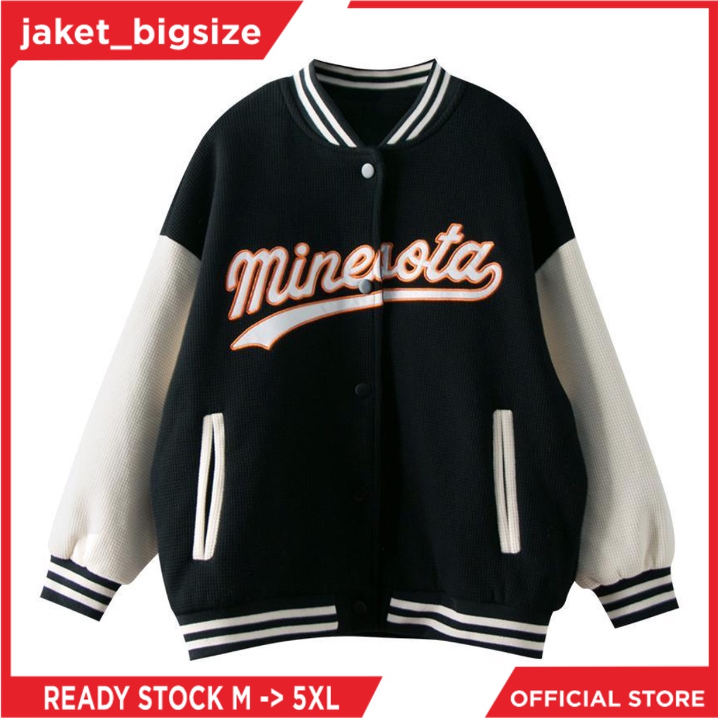 Jaket Bomber Bumber Varsity Dewasa Perempuan Laki-Laki Jumbo Oversize Korea Jepang Style Ukuran M-5XL