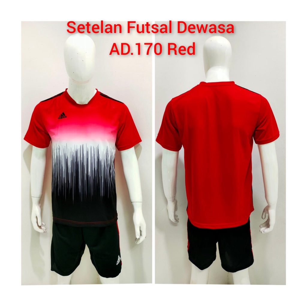 jersey futsal pria kaos sepak bola baju dan celana setelan wanita dewasa t-shirt outfit seragam jarsey kostum olahraga pakaian apparel print sport jersy soccer casual jersi suit AD170 merah