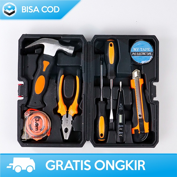 PAKET ALAT TUKANG PERKAKAS 8IN1 REPAIRING TOOL BESI PLASTIK SILIKON