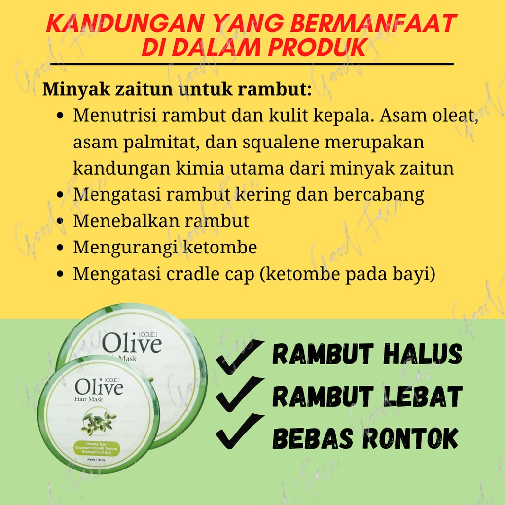 OLIVE HAIR MASK ORIGINAL BPOM 100ML - MASKER RAMBUT OLIVE