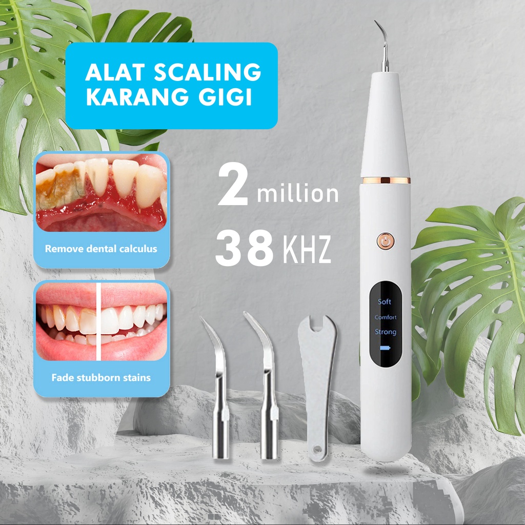 Alat Pembersih Karang Gigi Dental Scaling Sonic Elektrik 38KHZ 1 Set 3 Modes Perontok Dan Pembersih Karang Gigi Alat Scaling Karang Gigi Dental Remover With Light Penghilang Pemecah Karang Gigi GS5