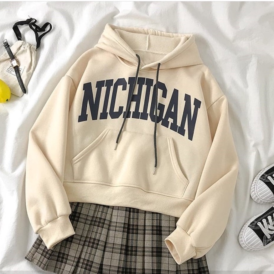 Sweater Hoodie Wanita Nichigan | Korean Style Jumper | Pakaian Wanita Dan Pria | Bahan Fleece | Allsize