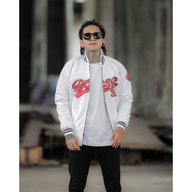 Jaket Pria Bomber Putih Original BGSR 35 Premium Distro Jumbo XXL
