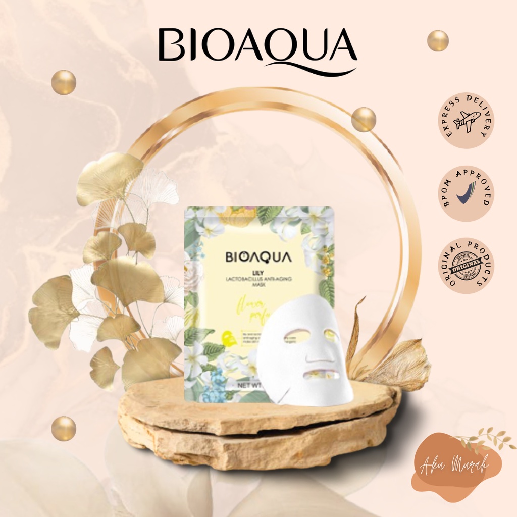 ✨ AKU MURAH ✨BIOAQUA ''Lily Lactobacillus Anti-Aging'' Sheet Mask Masker Wajah Flowers