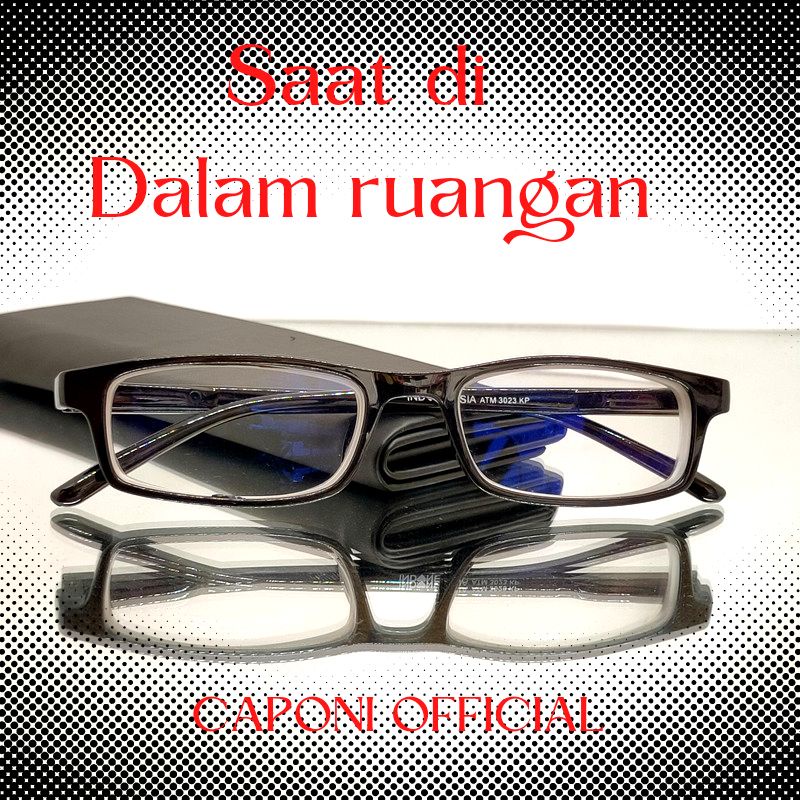 CAPONI Kacamata Minus Anti Radiasi Photocromic Pria Untuk Muka Kecil Frame Lentur Kotak