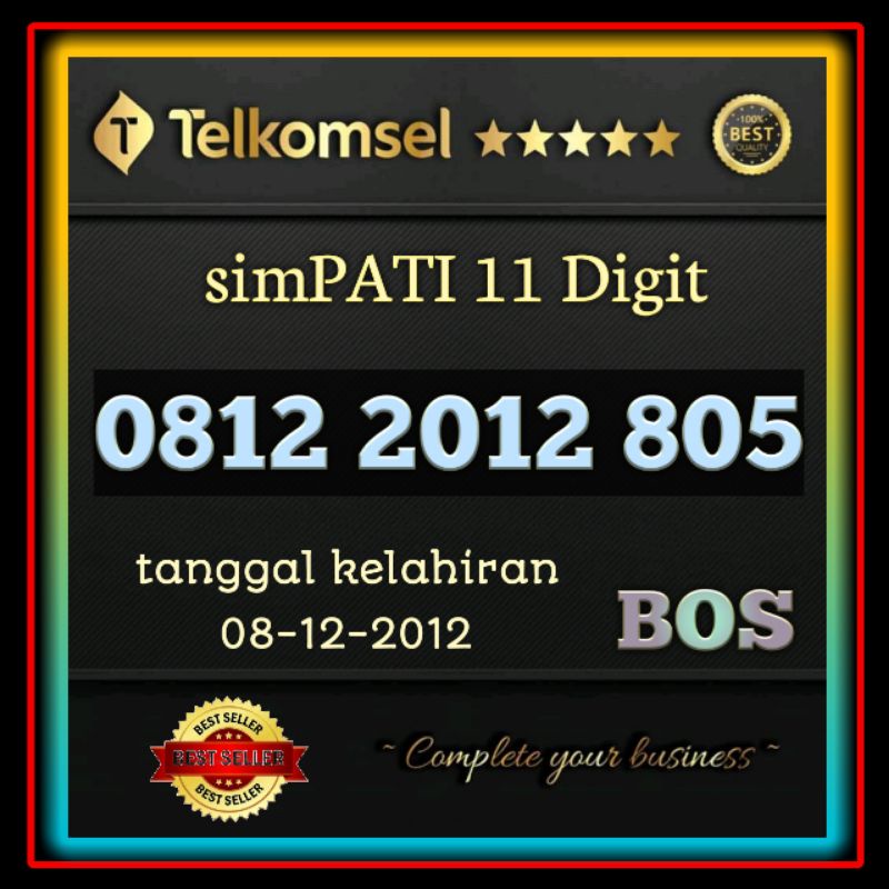 Nomor Cantik simPATI 11 Digit Exsclusive tanggal lahir 08-12-2012 Kombinasi angka berkarakter 805 pe
