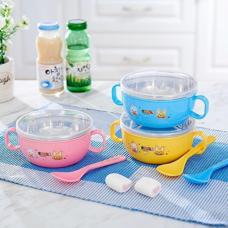 Mangkok Bowl Set Children's Stainless - Mangkok Anak Karakter + Sendok