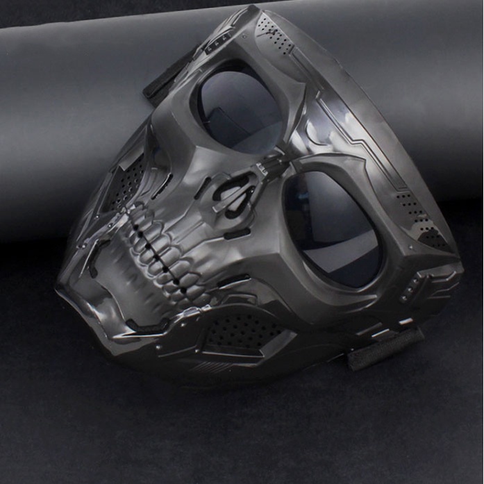 Masker Motor Topeng Airsoft Gun Paintball Full Face Model Tengkorak Skull - MA-110 - Black
