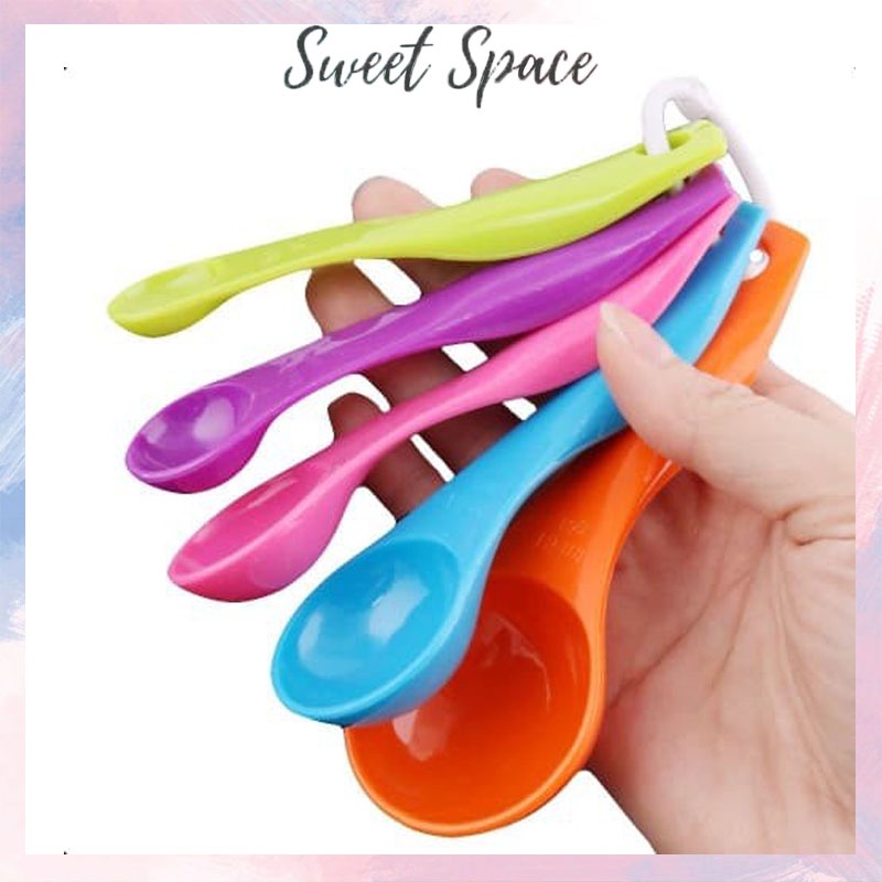 SENDOK TAKAR SET 5 in 1 SERBAGUNA WARNA WARNI UKUR KUE BUMBU AIR [ SWEET SPACE ]