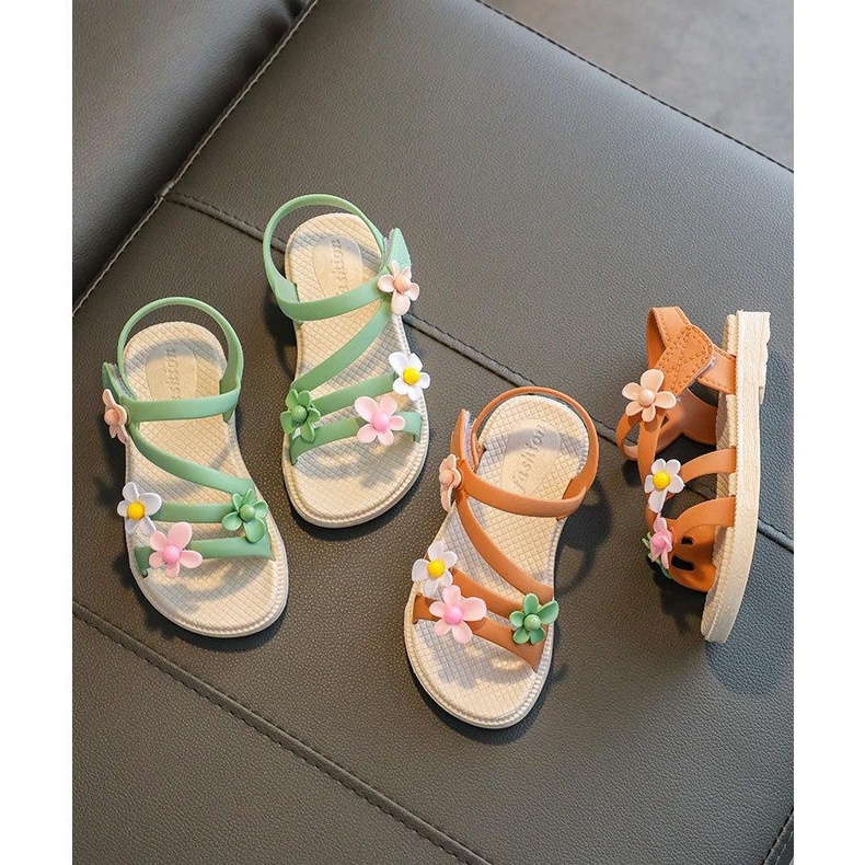 Hnk Sandal Anak Perempuan Bunga Tali Import | Flower Sandal